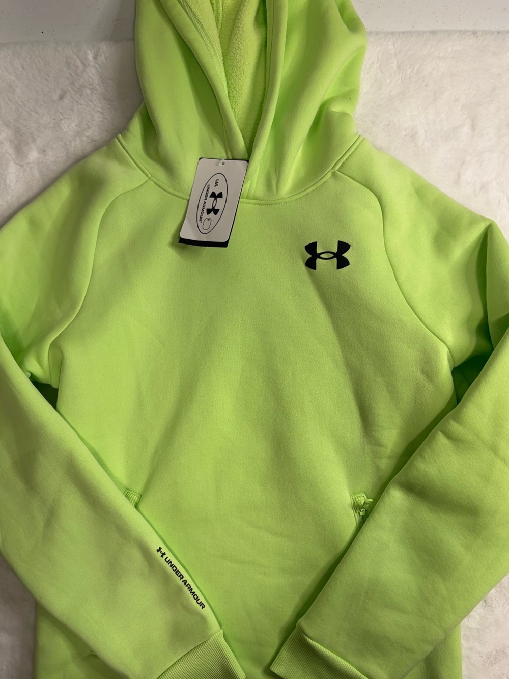 Under Armour Boys Youth Large Armour Fleece Pro Hoodie Neon Green NWT
